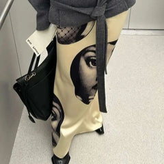 Satin Face Printed Maxi Skirt