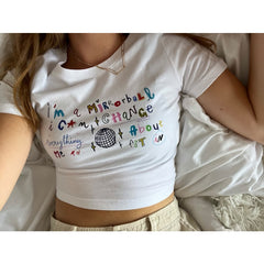 Letter Graphic Print Crop Top - Free From Label