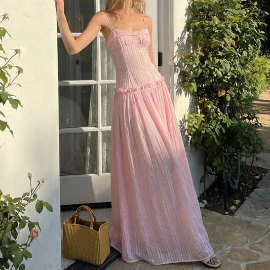 Spaghetti Strap Smocked Waist Maxi Dress
