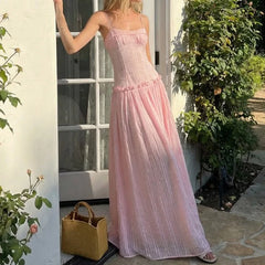 Spaghetti Strap Smocked Waist Maxi Dress