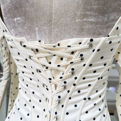 Polka Dot Corset Bow Front Flared Bubble Hem Mini Dress