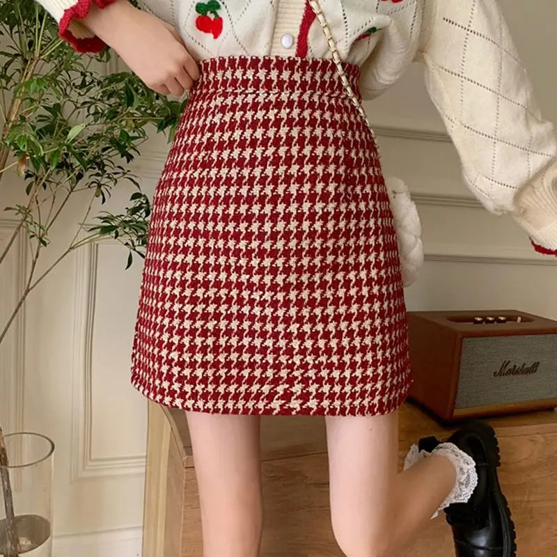 Gingham Plaid High Waist Mini Pencil Skirt Free From Label