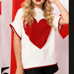 Short Sleeve Love Print O-Neck Sweater Vest