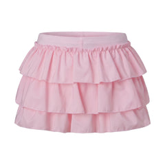 Layered Elastic High Waist Satin Bow Mini Skirt