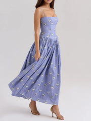 Women's light purple floral print maxi dress.

