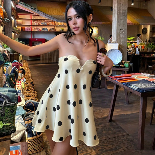 Strapless Polka Dot Mini Dress