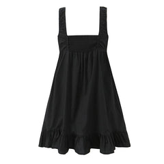 Front Button Ruffle Hem A-line Mini Dress