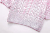 Pink Metallic Short Sleeve Knit Top