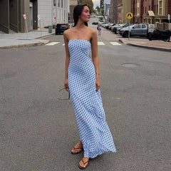 Polka Dot Strapless Maxi Dress