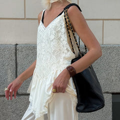 White Lace Frill Camisole Top
