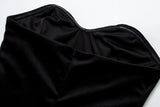 Black Strapless Pleated Patchwork Mini Dress