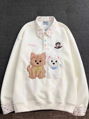 Pet Embroidery Print Collar Sweatshirt