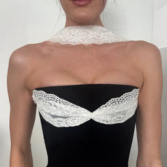 Black Lace Splice Tube Top