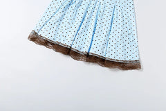Polka Dot Print Bow Trim Strapless A-line Mini Dress
