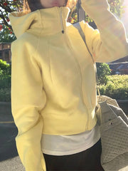 Zipper High Neck Hoodie Sweatshirt