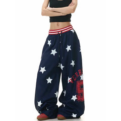 Letter Star Print Drawstring Sweatpants