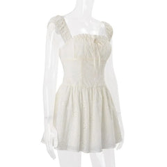 Off-Shoulder Eyelet Embroidery Corset A-Line Mini Dress