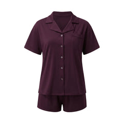 Short-Sleeve Button-Down Shirt With Shorts Pajama Set