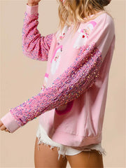 Christmas Glitter Patchwork Sequin Santa Sweatshirt