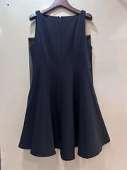 Solid O Neck Sleeveless A-line Mini Dress