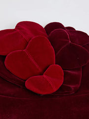 Red Velvet Strapless 3D Heart Patchwork Mini Dress