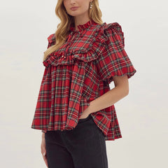 Gingham Babydoll Blouse