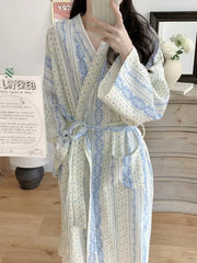 Cartoon Print Kimono Long-Sleeve Robe Nightgown