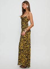Animal Print Strappy Maxi Dress