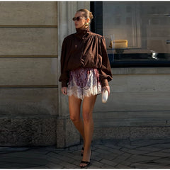 Velvet Lace Trim Shorts