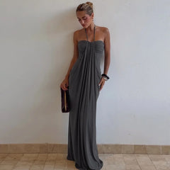 Halter Drape Long Dress