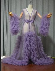 Long Tulle Fluffy Sleepwear Robes
