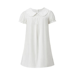 White Doll Collar Short Sleeve Babydoll Mini Dress