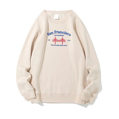 Sweatshirt with "San Francisco" and Golden Gate Bridge embroidery.