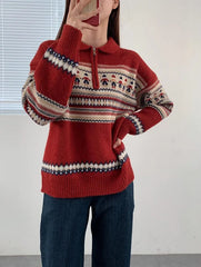 Half Zip Christmas Knit Pullover Free From Label