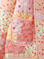 Pink Floral Patchwork Print Quilted Jacket