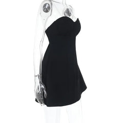 Black Flare Structured Tube Mini Dress