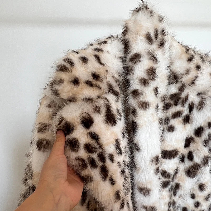 Long Belted Leopard Faux Fur Coat