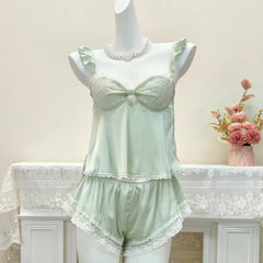 Lingerie Satin Top with Shorts Sleepwear Two-piece Set