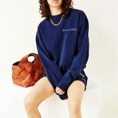 Navy Sporty & Rich Letters Printed Sweatshirt