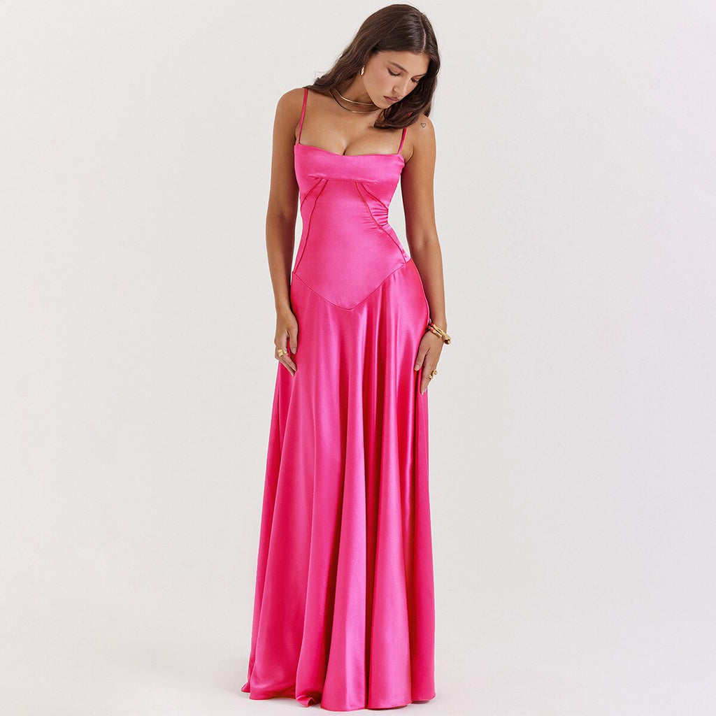 Satin Back Tie-Up Maxi Dress – Free From Label