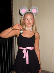 Black Cami Pink Ribbon Tie Mini Dress
