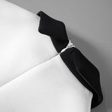 White Contrast Short Sleeve Collar Mini Dress