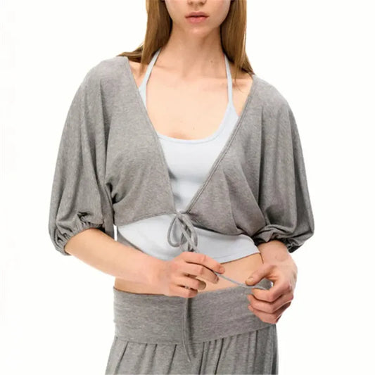 Cami Top and Half Sleeve Cropped Shrug Wrap Top