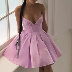 Lilac Deep Neck Corset Tube Mini Dress