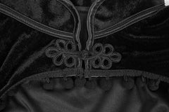 Black Tassel Stand Collar =Medieval Gothic Crop Sleeves Coat