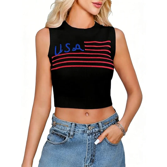 USA Knit Crop Vest