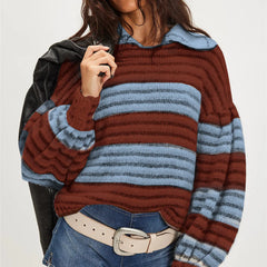 Striped Balloon Sleeve Sweater