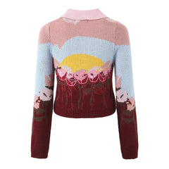 Retro Flowers Knitted Cardigan