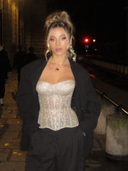 Sequin Sheer Strapless Corset