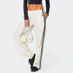 Wide Side Striped Low Waist Sweatpants
